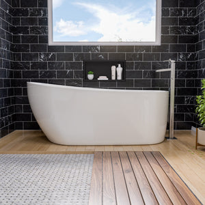68 Inch White Oval Acrylic Free Standing Soaking Bathtub ALFI Brand (AB8826)