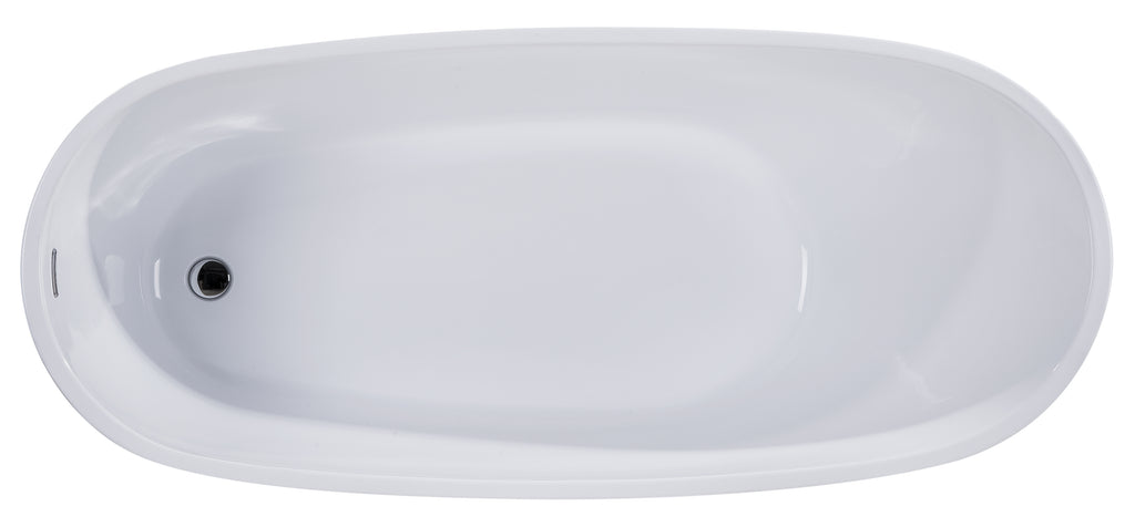 68 Inch White Oval Acrylic Free Standing Soaking Bathtub ALFI Brand (AB8826)