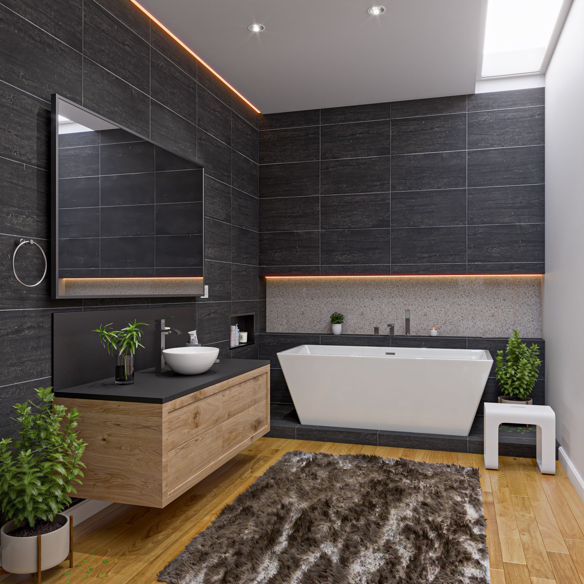 67 Inch White Rectangular Acrylic Free Standing Soaking Bathtub ALFI Brand (AB8832)