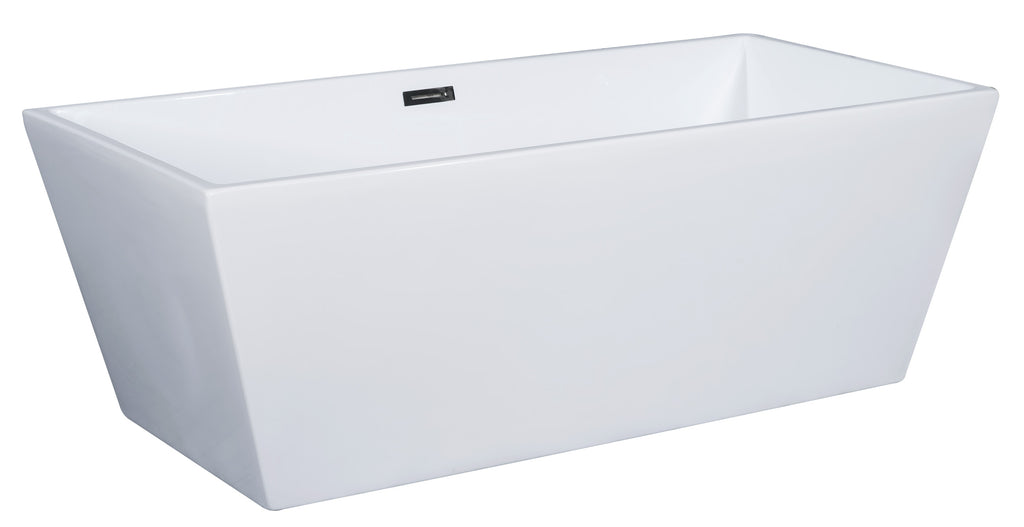 67 Inch White Rectangular Acrylic Free Standing Soaking Bathtub ALFI Brand (AB8832)