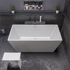 59 Inch White Rectangular Free Standing Soaking Bathtub ALFI Brand (AB8833)