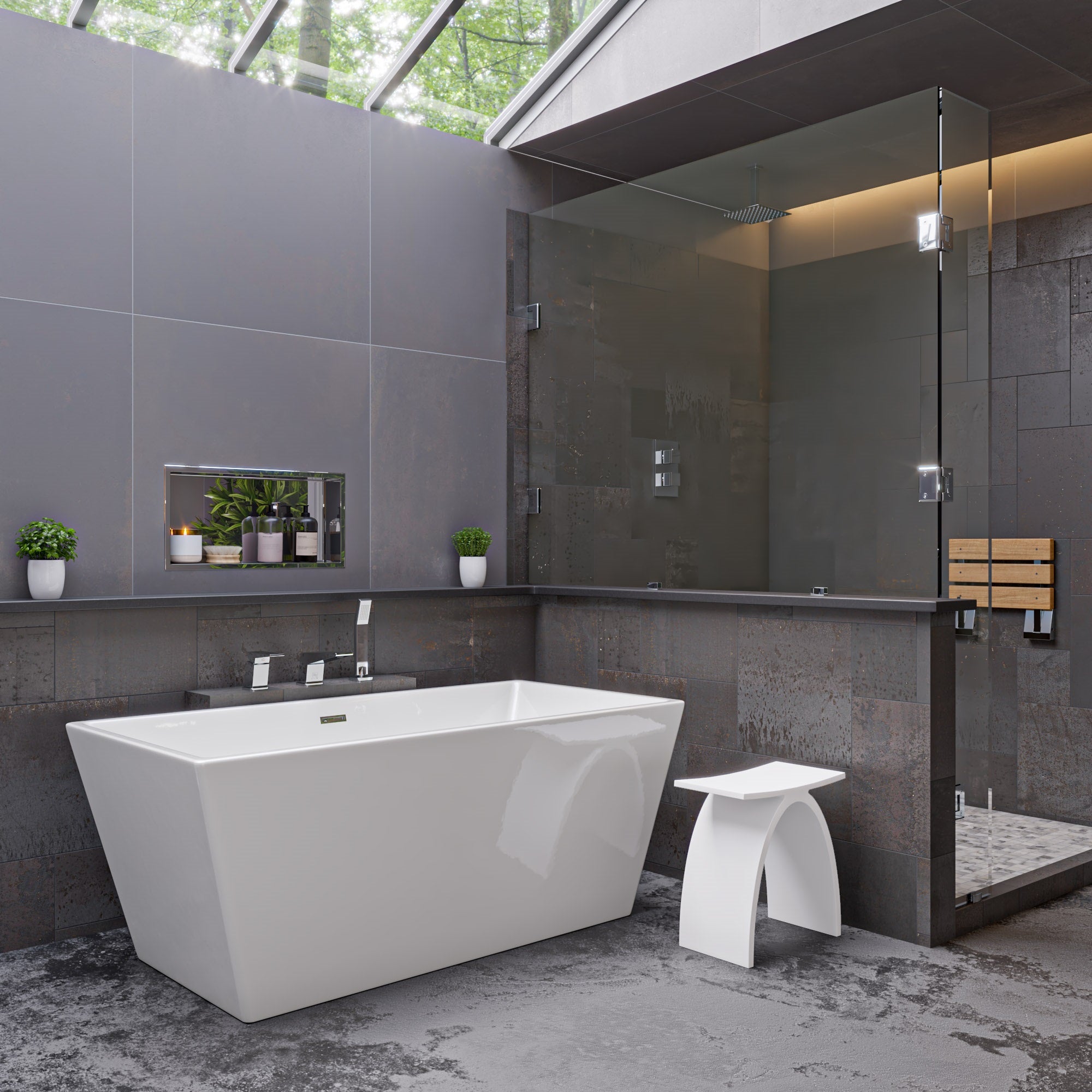 59 Inch White Rectangular Free Standing Soaking Bathtub ALFI Brand (AB8833)