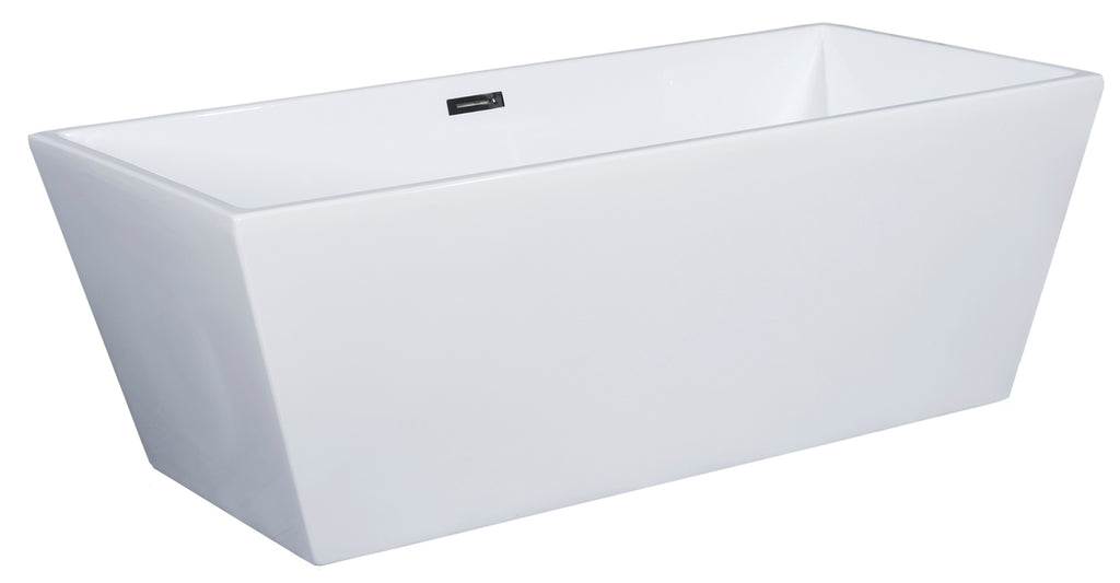59 Inch White Rectangular Free Standing Soaking Bathtub ALFI Brand (AB8833)