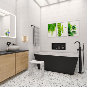 59 Inch Black & White Rectangular Acrylic Soaking Bathtub ALFI Brand (AB8834)