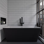 59 Inch Black & White Rectangular Acrylic Soaking Bathtub ALFI Brand (AB8834)