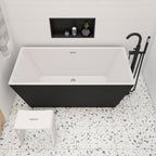 59 Inch Black & White Rectangular Acrylic Soaking Bathtub ALFI Brand (AB8834)