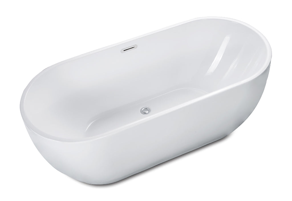 59 Inch White Oval Acrylic Free Standing Soaking Bathtub ALFI Brand (AB8838)