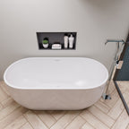 59 Inch White Oval Acrylic Free Standing Soaking Bathtub ALFI Brand (AB8838)