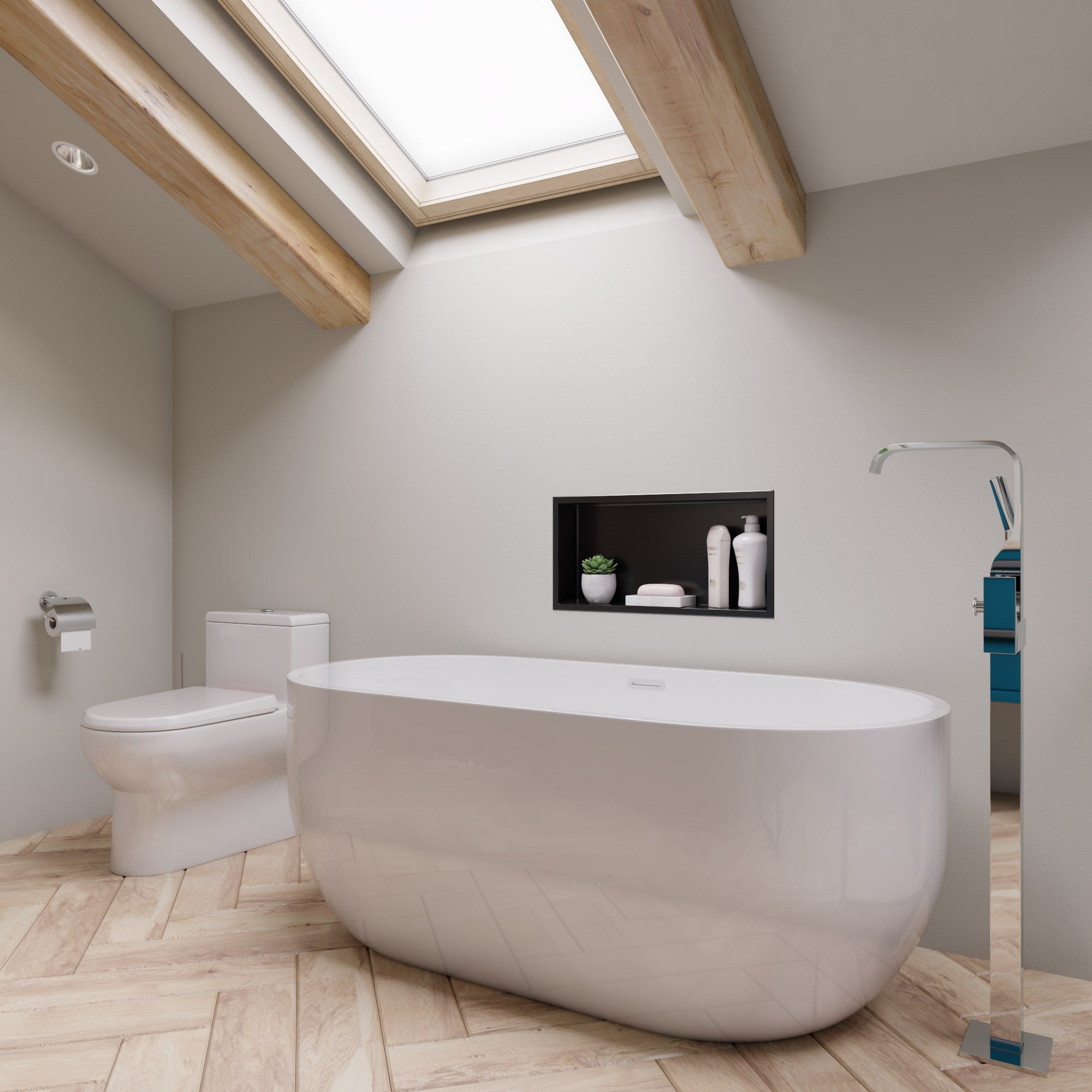 59 Inch White Oval Acrylic Free Standing Soaking Bathtub ALFI Brand (AB8838)