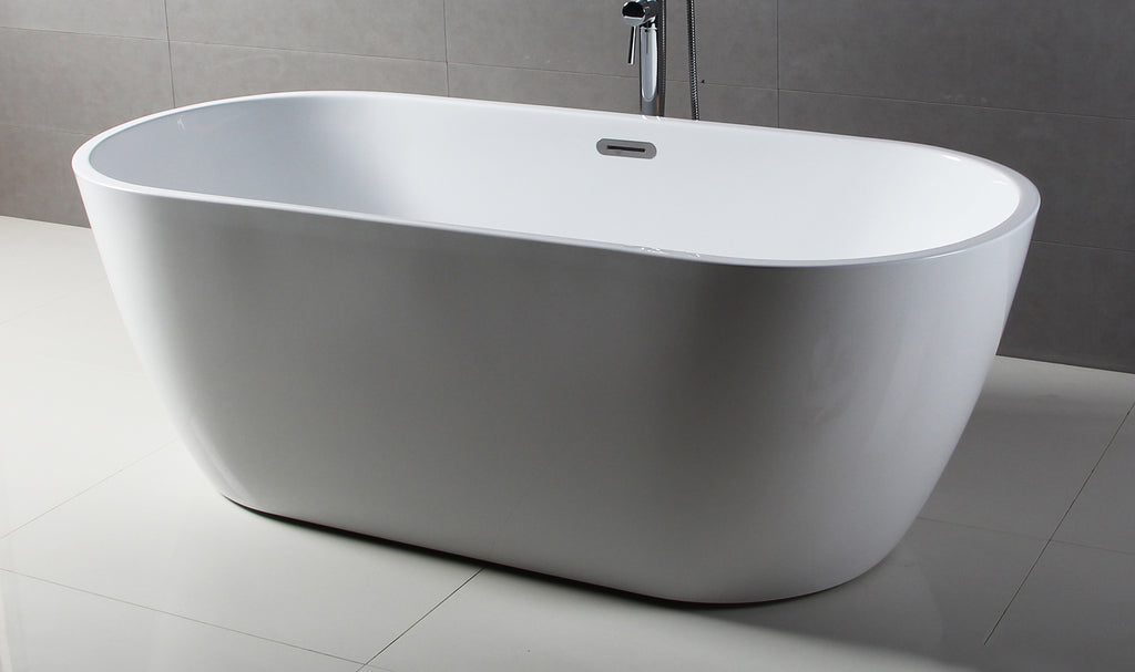 67 Inch White Oval Acrylic Free Standing Soaking Bathtub ALFI Brand (AB8839)