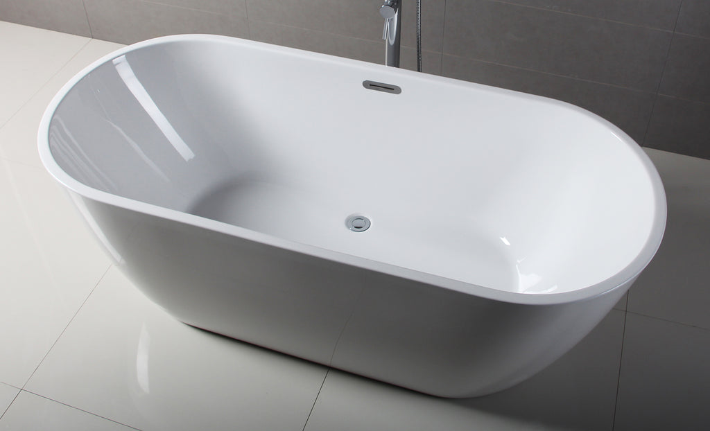 67 Inch White Oval Acrylic Free Standing Soaking Bathtub ALFI Brand (AB8839)