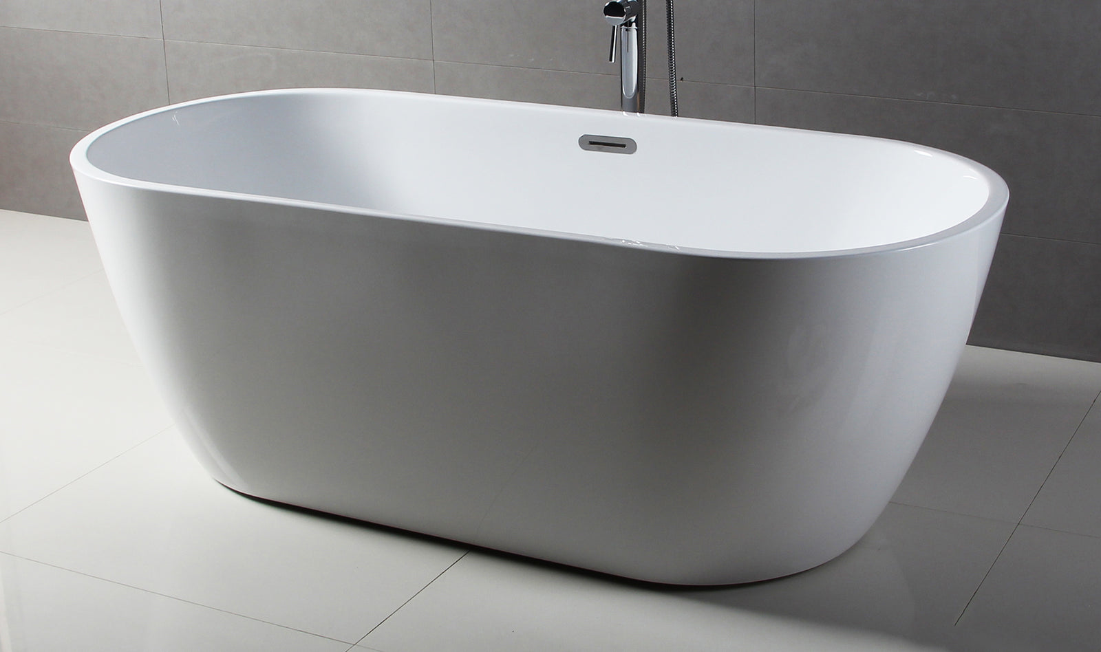 67 Inch White Oval Acrylic Free Standing Soaking Bathtub ALFI Brand (AB8839)