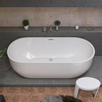 67 Inch White Oval Acrylic Free Standing Soaking Bathtub ALFI Brand (AB8839)