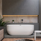 67 Inch White Oval Acrylic Free Standing Soaking Bathtub ALFI Brand (AB8839)