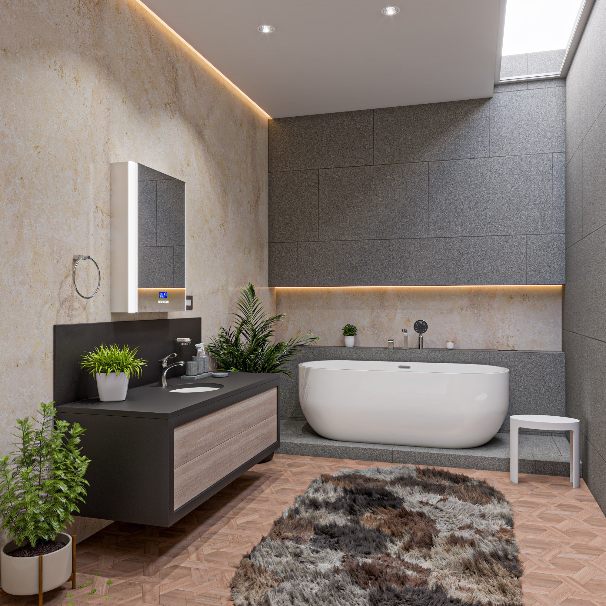 67 Inch White Oval Acrylic Free Standing Soaking Bathtub ALFI Brand (AB8839)