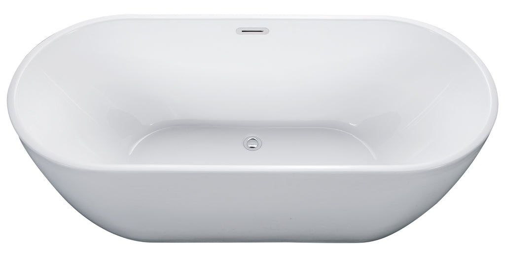 67 Inch White Oval Acrylic Free Standing Soaking Bathtub ALFI Brand (AB8839)