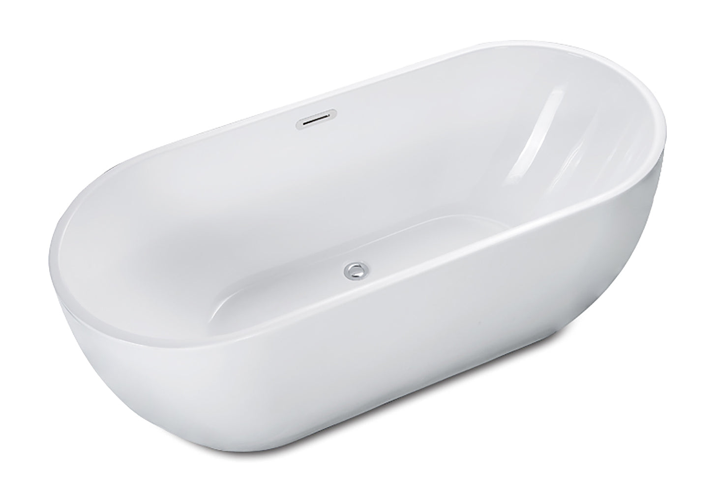 67 Inch White Oval Acrylic Free Standing Soaking Bathtub ALFI Brand (AB8839)