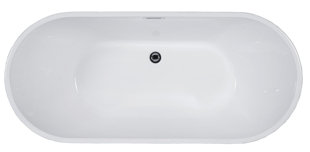 67 Inch White Oval Acrylic Free Standing Soaking Bathtub ALFI Brand (AB8839)