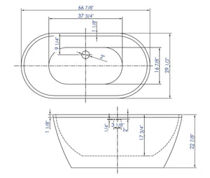 67 Inch White Oval Acrylic Free Standing Soaking Bathtub ALFI Brand (AB8839)