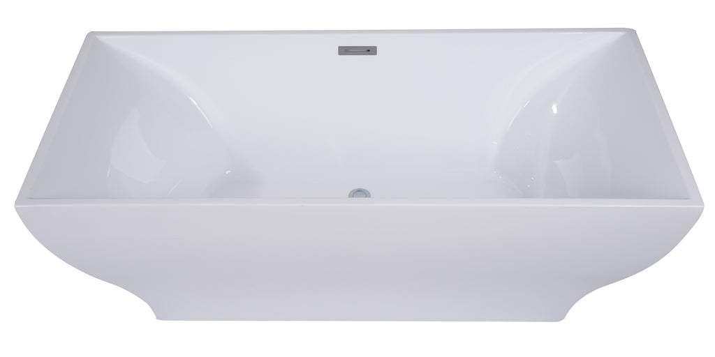 67 Inch White Rectangular Acrylic Free Standing Soaking Bathtub ALFI Brand (AB8840)