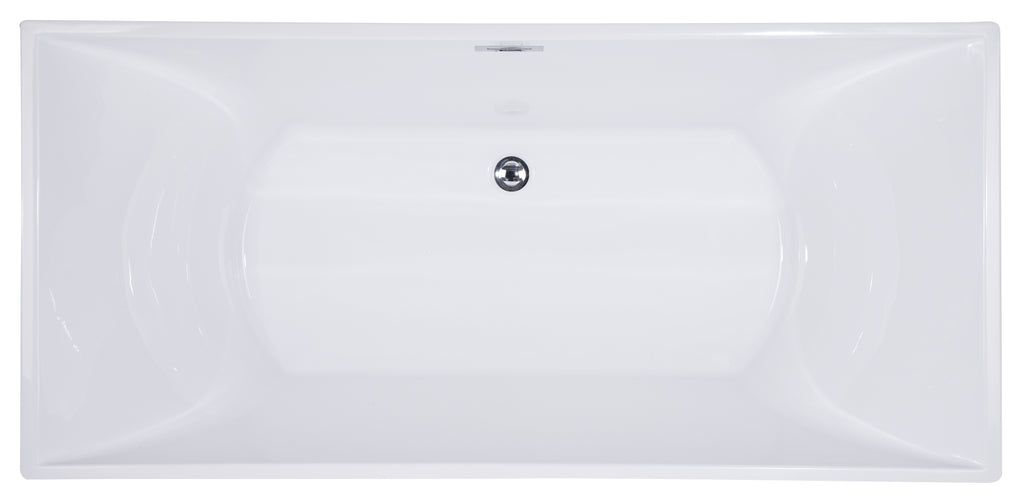 67 Inch White Rectangular Acrylic Free Standing Soaking Bathtub ALFI Brand (AB8840)