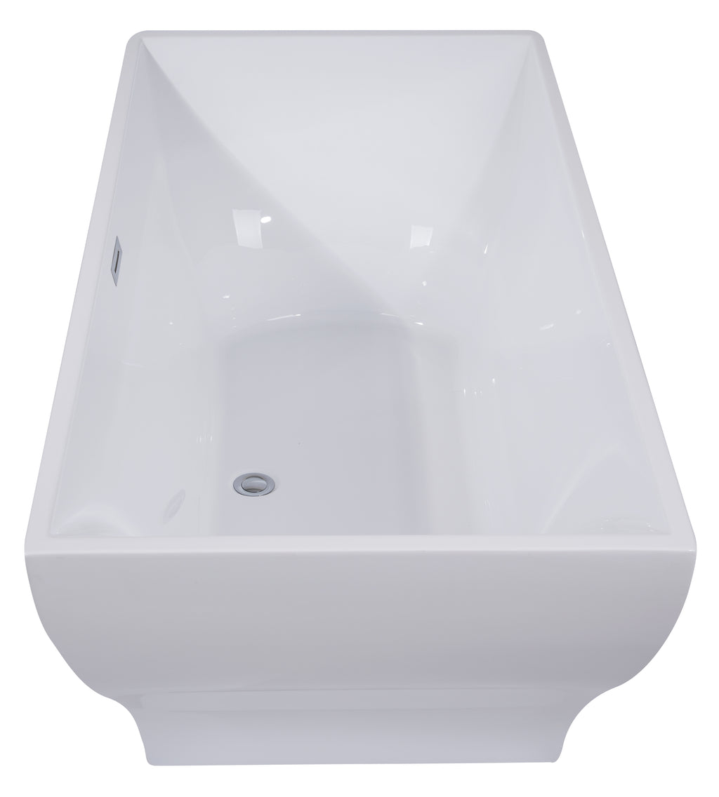 67 Inch White Rectangular Acrylic Free Standing Soaking Bathtub ALFI Brand (AB8840)