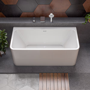 59 Inch White Rectangular Acrylic Free Standing Soaking Bathtub ALFI Brand (AB8858)