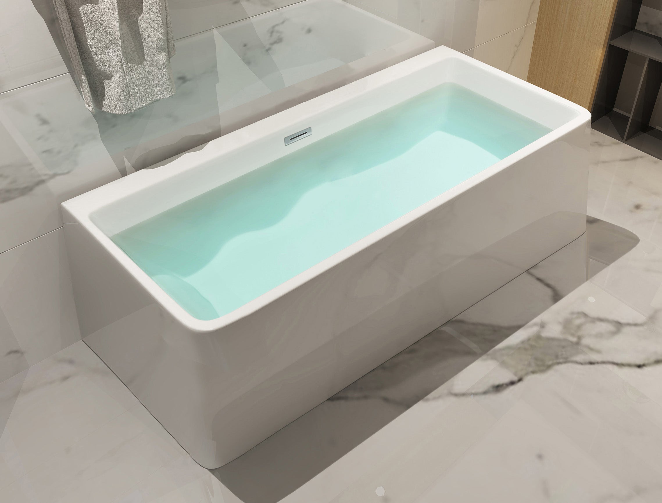 59 Inch White Rectangular Acrylic Free Standing Soaking Bathtub ALFI Brand (AB8858)