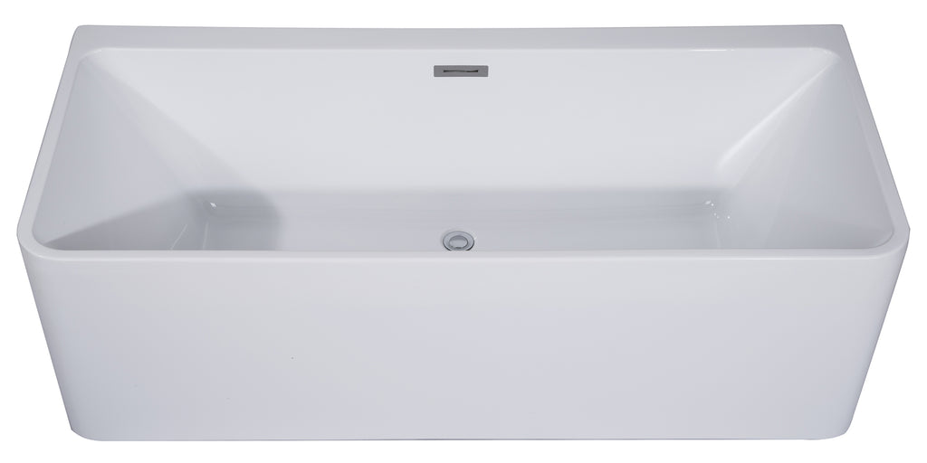 59 Inch White Rectangular Acrylic Free Standing Soaking Bathtub ALFI Brand (AB8858)