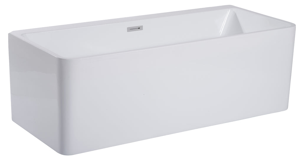 59 Inch White Rectangular Acrylic Free Standing Soaking Bathtub ALFI Brand (AB8858)