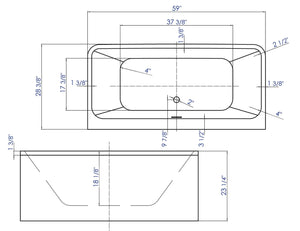 59 Inch White Rectangular Acrylic Free Standing Soaking Bathtub ALFI Brand (AB8858)