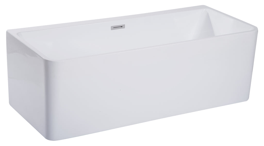 67 Inch White Rectangular Acrylic Free Standing Soaking Bathtub ALFI Brand (AB8859)