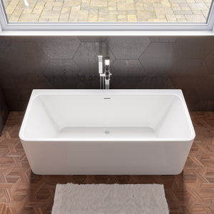 67 Inch White Rectangular Acrylic Free Standing Soaking Bathtub ALFI Brand (AB8859)
