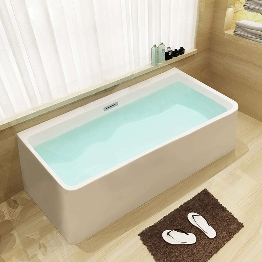 67 Inch White Rectangular Acrylic Free Standing Soaking Bathtub ALFI Brand (AB8859)