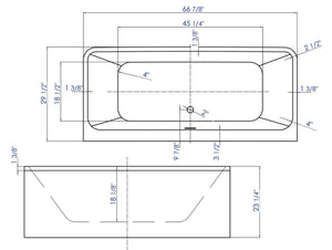 67 Inch White Rectangular Acrylic Free Standing Soaking Bathtub ALFI Brand (AB8859)