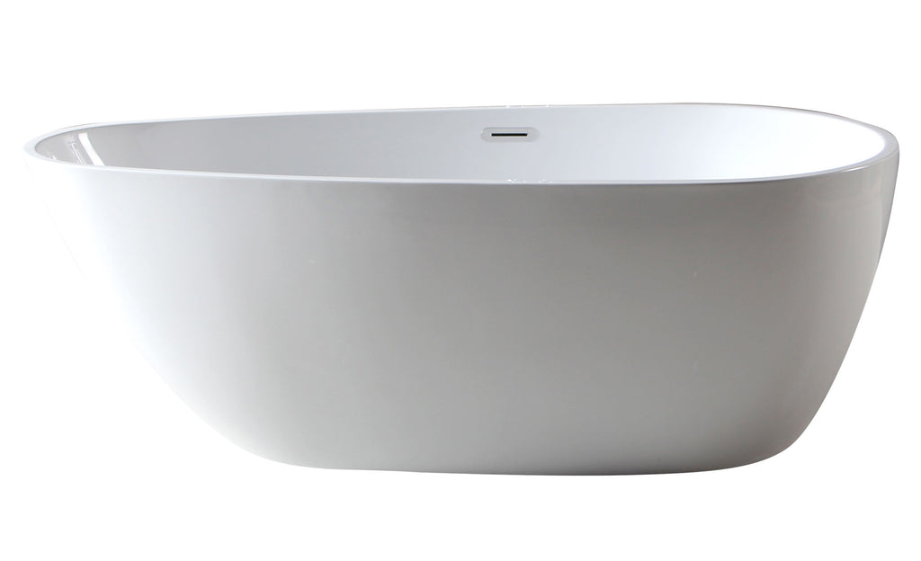 59 Inch White Oval Acrylic Free Standing Soaking Bathtub ALFI Brand (AB8861)
