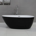 59 Inch Black & White Oval Free Standing Soaking Bathtub ALFI Brand (AB8862)
