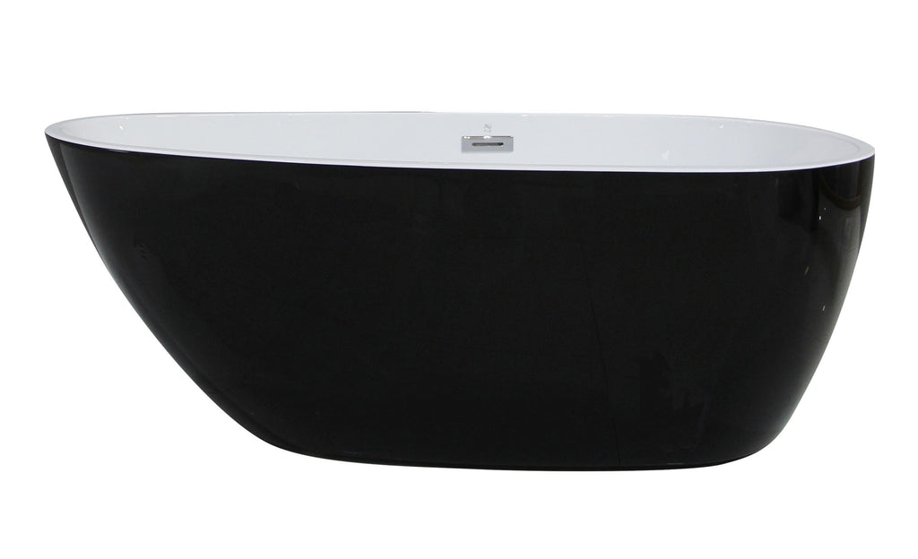 59 Inch Black & White Oval Free Standing Soaking Bathtub ALFI Brand (AB8862)