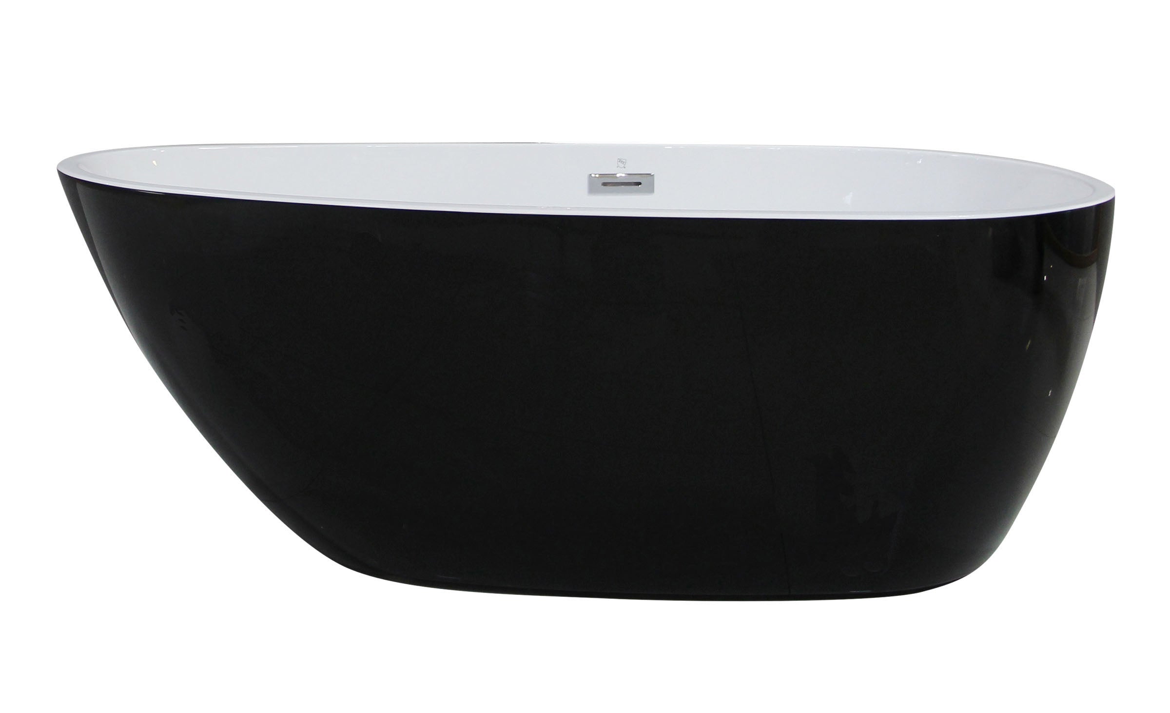 59 Inch Black & White Oval Free Standing Soaking Bathtub ALFI Brand (AB8862)