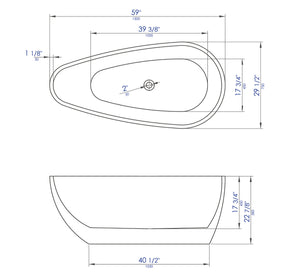 59 Inch Black & White Oval Free Standing Soaking Bathtub ALFI Brand (AB8862)
