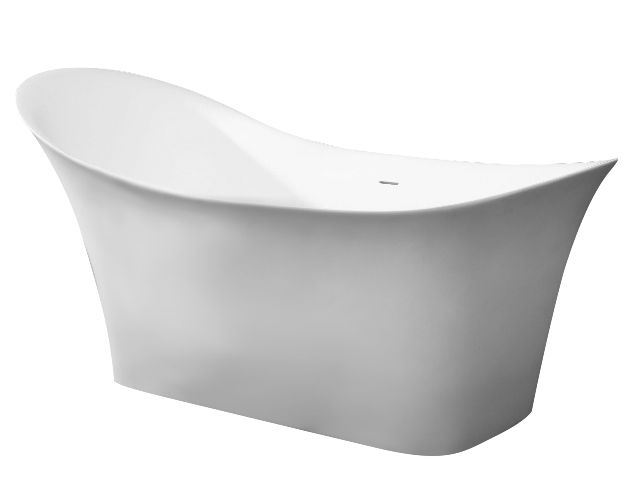 74 Inch White Solid Surface Smooth Resin Soaking Slipper Bathtub ALFI Brand (AB9915)