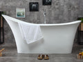 74 Inch White Solid Surface Smooth Resin Soaking Slipper Bathtub ALFI Brand (AB9915)