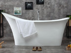 74 Inch White Solid Surface Smooth Resin Soaking Slipper Bathtub ALFI Brand (AB9915)