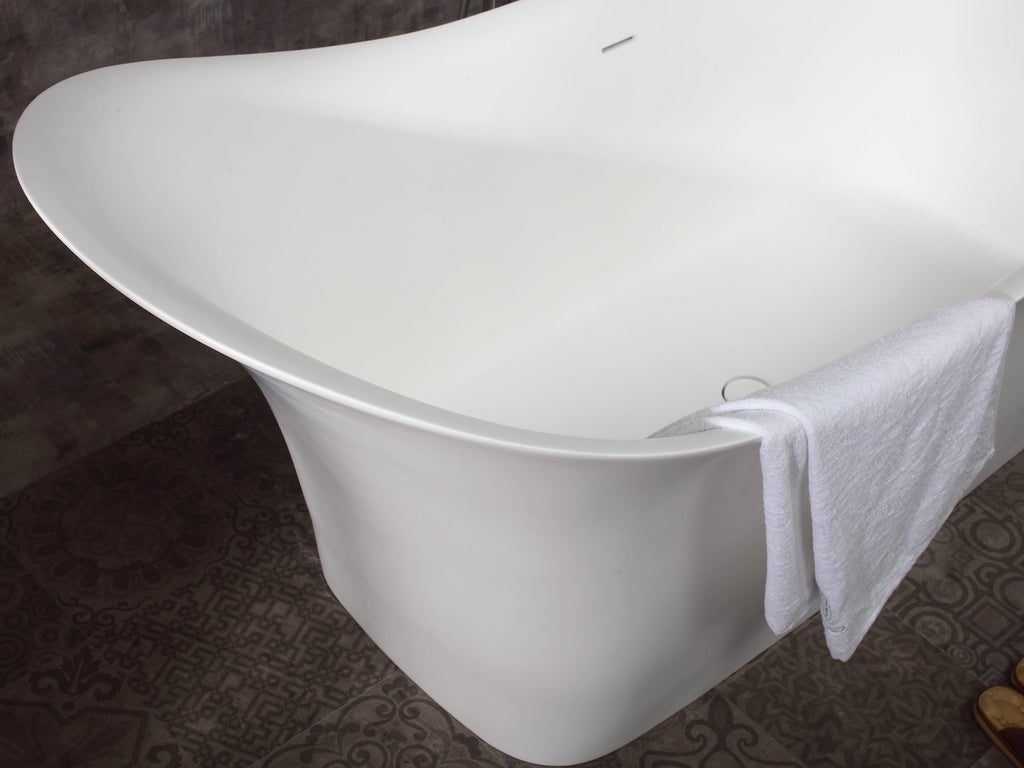 74 Inch White Solid Surface Smooth Resin Soaking Slipper Bathtub ALFI Brand (AB9915)