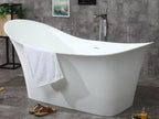 74 Inch White Solid Surface Smooth Resin Soaking Slipper Bathtub ALFI Brand (AB9915)