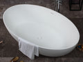 67 Inch White Oval Solid Surface Smooth Resin Soaking Bathtub ALFI Brand (AB9941)
