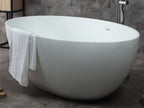 67 Inch White Oval Solid Surface Smooth Resin Soaking Bathtub ALFI Brand (AB9941)