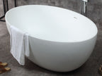 67 Inch White Oval Solid Surface Smooth Resin Soaking Bathtub ALFI Brand (AB9941)