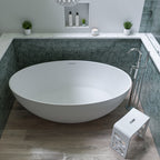 67 Inch White Oval Solid Surface Smooth Resin Soaking Bathtub ALFI Brand (AB9941)