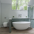 67 Inch White Oval Solid Surface Smooth Resin Soaking Bathtub ALFI Brand (AB9941)